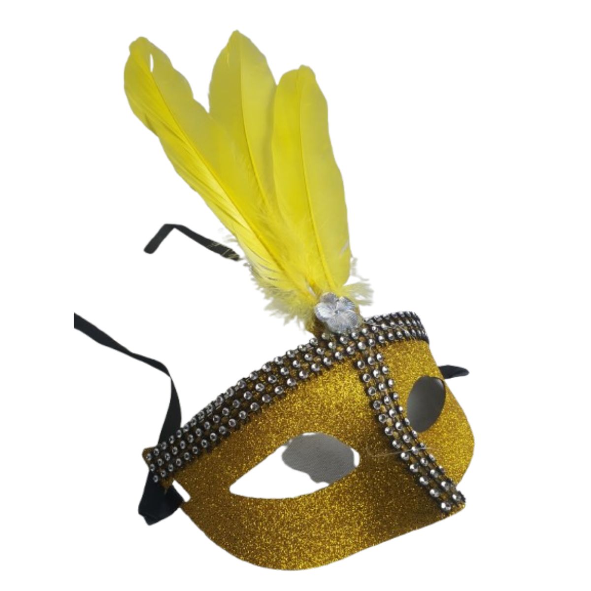 Máscara Fantasia Pena Glitter Festa Carnaval Amarelo Máscara Fantasia Pena Glitter Festa Carnaval Amarelo